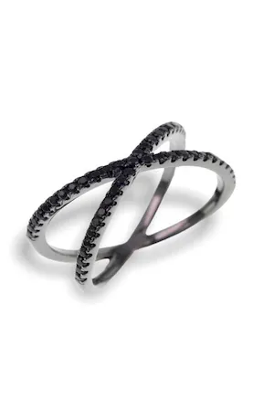 Inel "X" mini negru